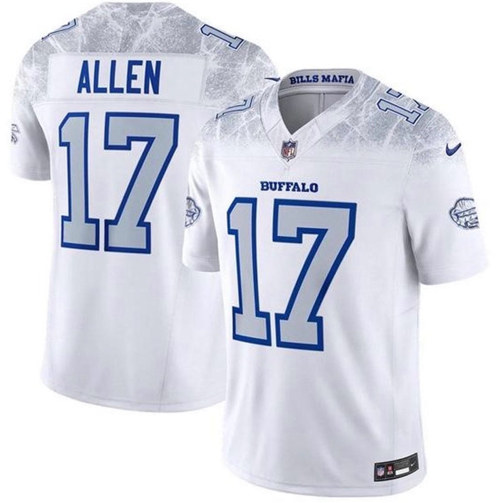 Men's Buffalo Bills #17 Josh Allen White 2025 F.U.S.E. “Rivalries” Vapor Limited